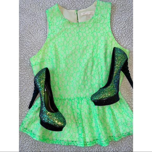Miss Me Tops - MM Couture | Green Lace Halter Peplum Top